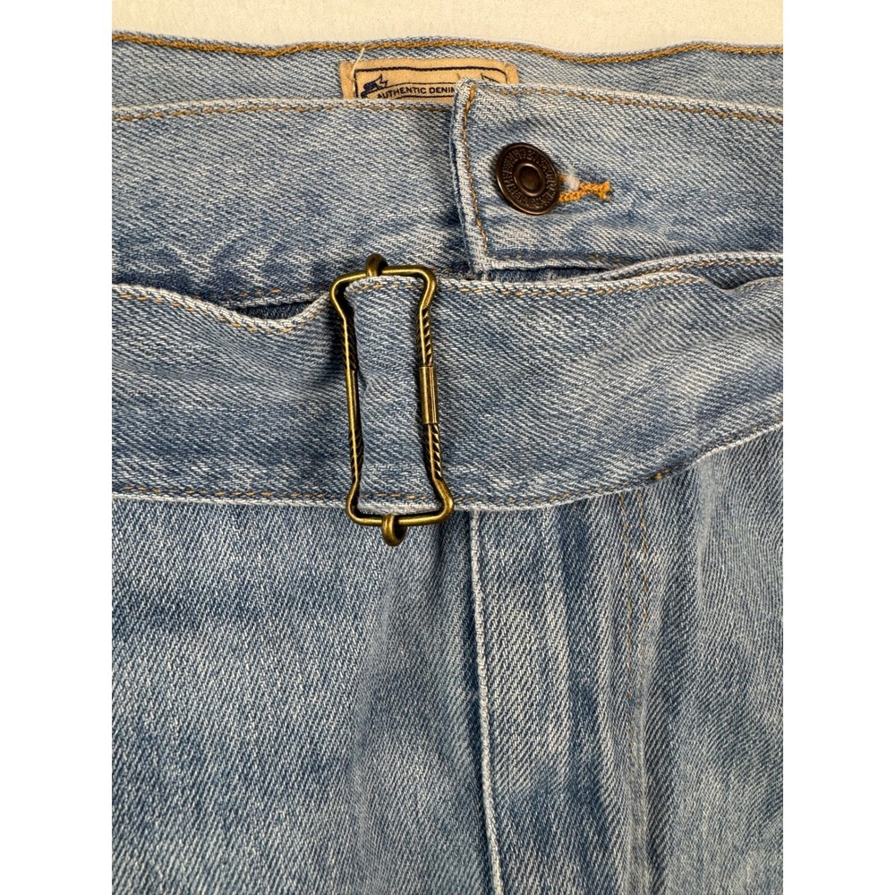 Polo Ralph Lauren Denim Mini Skirt Light Wash Belted Raw Hem Distressed Womens - Picture 3 of 15